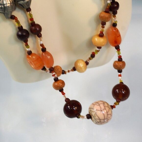 Gemstone Necklace Assorted Multi Color Beads One Of A Kind Artisan 26.5 in Long - Picture 2 of 8